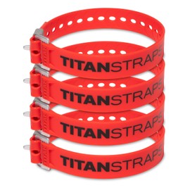 Titan Industrial Straps – Strong & Simple Tie-Downs for Construction (Welders, DIY Home) & 1st Responders – 3 Year Warranty, Batch Tested – 70 lb. Working Load, Red, 4-Pack
