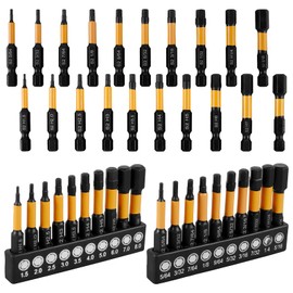 40Pcs Impact Hex Head S2 Alloy Steel Allen Wrench Drill Bit Torque Efficient Hex Wrench Drill Bit Heavy Duty Impact Head Magnetic Bits Set Suitable for Home(Black+orange)