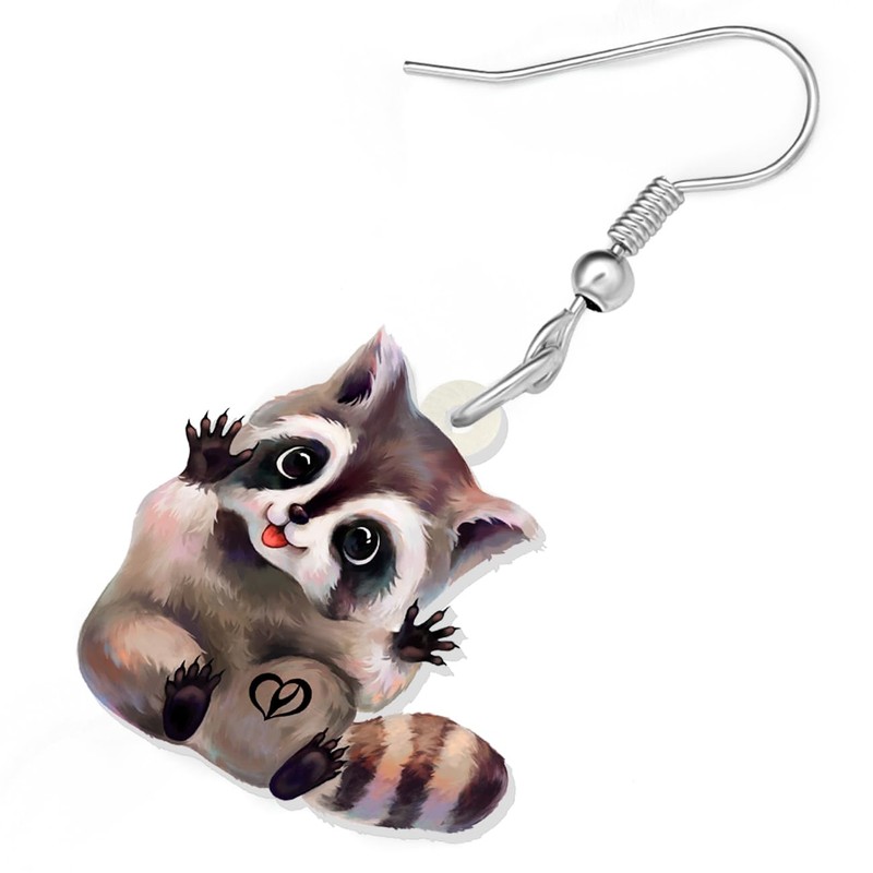 YAYAKO Acrylic Chubby Funny Raccoon Earrings Dangle Bear Animal Jewelry