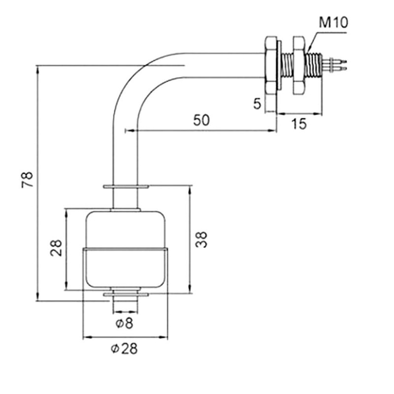 Liquid Level Sensor, Stainless Steel Float Switch Miniature Liquid Water