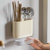 Kitchen Utensil Holder, Plastic Cutlery Organizer Beige Utensil Silverware Holder