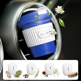 Kwak's Car Air Fresheners,Cute Coffee Aroma Aromatherapy Vent Clip Long Lasting Scent for Men or Women(Blue)