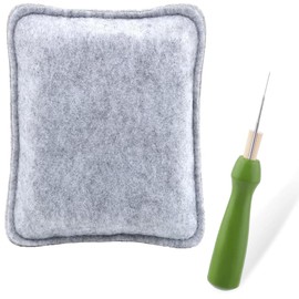 YOYEAH Felt Pad for Felting 150 x 125 mm with Felting Needles, Felting Underlay, Dry Felting Underlay, Felting Accessories for Needles and Wooden Handle for Starter Wool Felt Tool Set