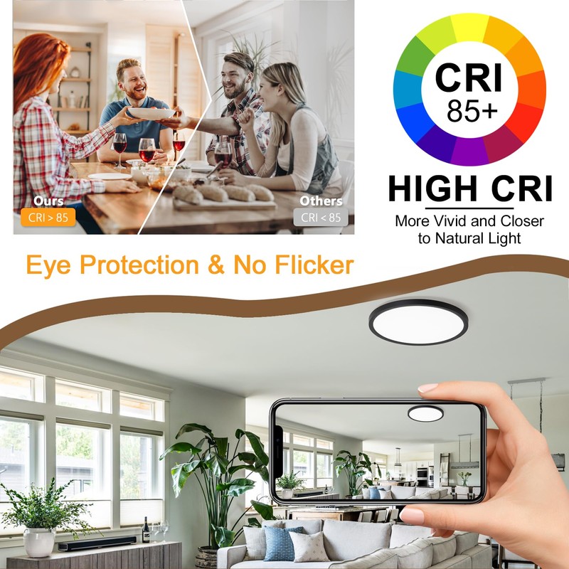 Bargeni LED Flush Mount Ceiling Light,12 inch Ceiling Light Fixture