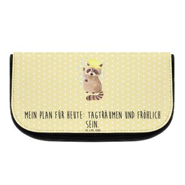 Mr. & Mrs. Panda Cosmetic Bag Raccoon, yellow, Hand Drawn