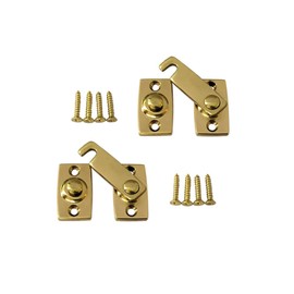 QCAA Solid Brass Shutter Bar/Door Latch, 7/8" x 2-3/32", Polish Brass, 2 Pack, Made in Taiwan