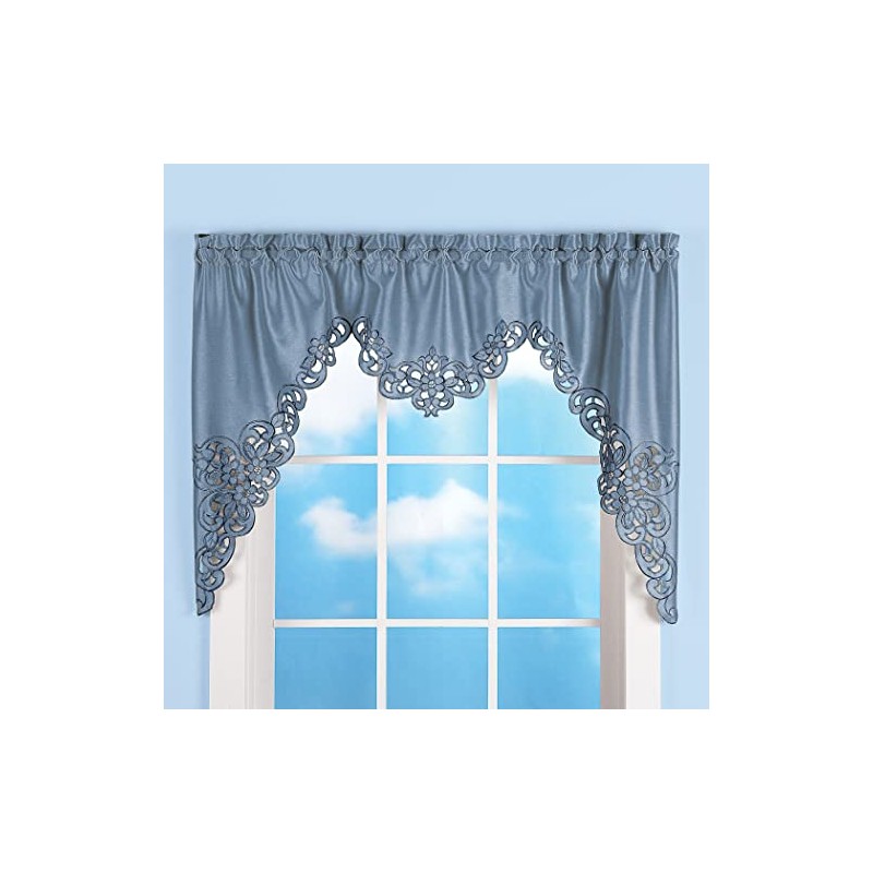 Collections Etc Elegant Cut Out and Embroidered Scroll Window Valance