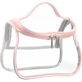 Transparent Waterproof Toiletry Bag - Portable Transparent Airplane Bag Cosmetic Bags with Zip Toiletry Bag Travel Bag, pink