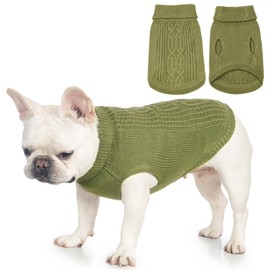 Jnancun Cat Sweater Keep Your Pets Cozy, 16 Color Turtleneck Knitted Sleeveless Cat Clothes, Winter Outfits for Cats & Small Dogs During Cold Seasons (Olive Green, X-Large)