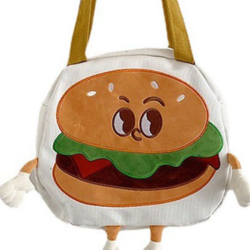 Sling Handbags Canvas Cute Hamburger Shaped Diagonal Shoulder Bag for