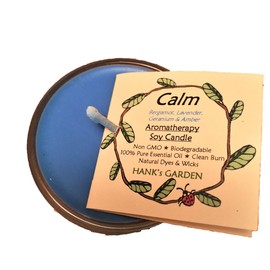 CALM Stress Relief Aromatherapy Soy Wax Candle - Bergamot, Lavender, Geranium, Amber - 100% Pure Essential Oils, Natural Dyes and Wicks, Clean Burn, No Soot, Non GMO (Soy Candle - 3 oz Votive)