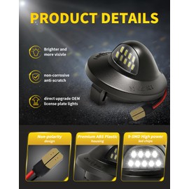 Antline Full LED License Plate Light Tag Lamp Assembly Replacement for Ford F150 F250 F350 Super Duty Ranger Explorer Bronco Excursion Expedition, 6000K White (Pack of 4)