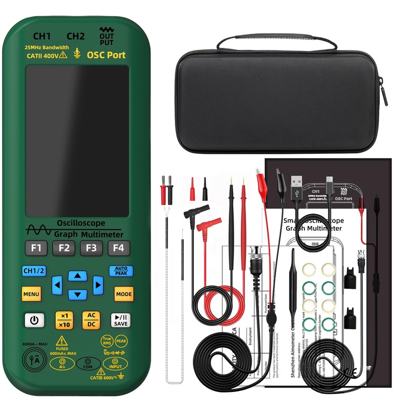 BSIDE 3-in-1 Handheld Oscilloscope Multimeter, Dual Channels 25MHz Bandwidth 3.98"