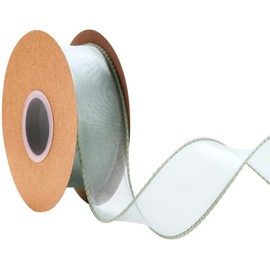 IHKFILAN 38mm Wire Ribbon for Gift Wrapping, Organza Ribbon for Wedding, Birthday, Valentine's Day, Christmas Decoration, Chiffon Craft Ribbon for Hair Bouquets (Green, 10 Yards)