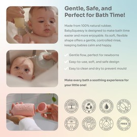BabySqueezy Newborn Bath Rinser Teether Toy Natural Rubber Better Than Rinse Cup for Newborn BabySqueezy (Laguna)