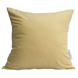 TangDepot Set of 2 Durable Faux Silk Solid Pillow Shams, Square Decorative Pillow Covers, Throw Pillow Covers, Indoor/Outdoor Cushion Covers Pillows Shells - (16"x16" 2 Pieces, Canary Yellow)