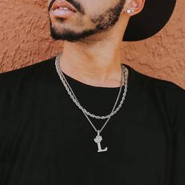 U7 Women's Crown Necklace Initial Letter Pendant Necklace with Zirconia Iced Out Letter A-Z 3D Letter Charms Jewellery Chain Gift for Women Girls, Brass