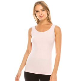 Kurve Seamless Sleeveless Comfy Tank Top, Great for Undergarment, Maternity Top - Made in USA- Baby Pink