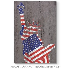 Renditions Gallery Canvas Wall Art Home Paintings & Prints Artwork Flag Draped Liberty Statue Glam Patriotic Modern Wall Hanging Decorations for Dining Room Office Kitchen - 36"x48" LT25