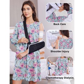 Deyeek Hospital Gowns for Elderly Women Adaptive nightgowns Fully Tear Away Long Sleeve Hospital Gown for Bedridden Women