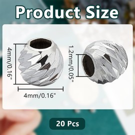 arricraft 20 Pcs 925 Sterling Silver Spacer Beads, 4mm (0.16 inch) Infinite Pattern Metal Large Hole Spacer Beads for DIY Crafts Bracelets Necklaces Earrings Jewelry Making