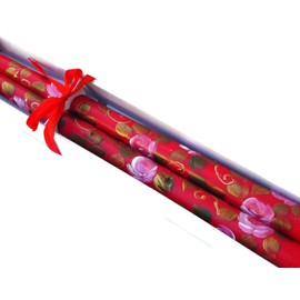 Beautiful Dripless Unscented Decorative Romantic Flowers Hand Painted Pink Roses Red Taper Candles Bohemian Floral Decor Decorations