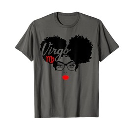 Black Queen Birthday Lips Afro Melanin Puffs Virgo Zodiac T-Shirt