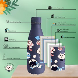 Vikaster MilkyBottle Thermos Flask, 350 ml Baby Thermos Flask, BPA-Free Drinking Bottle, Stainless Steel Drinking Bottle, Perfect for Children, Leak-Proof, Suitable for School, Camping, Outdoor