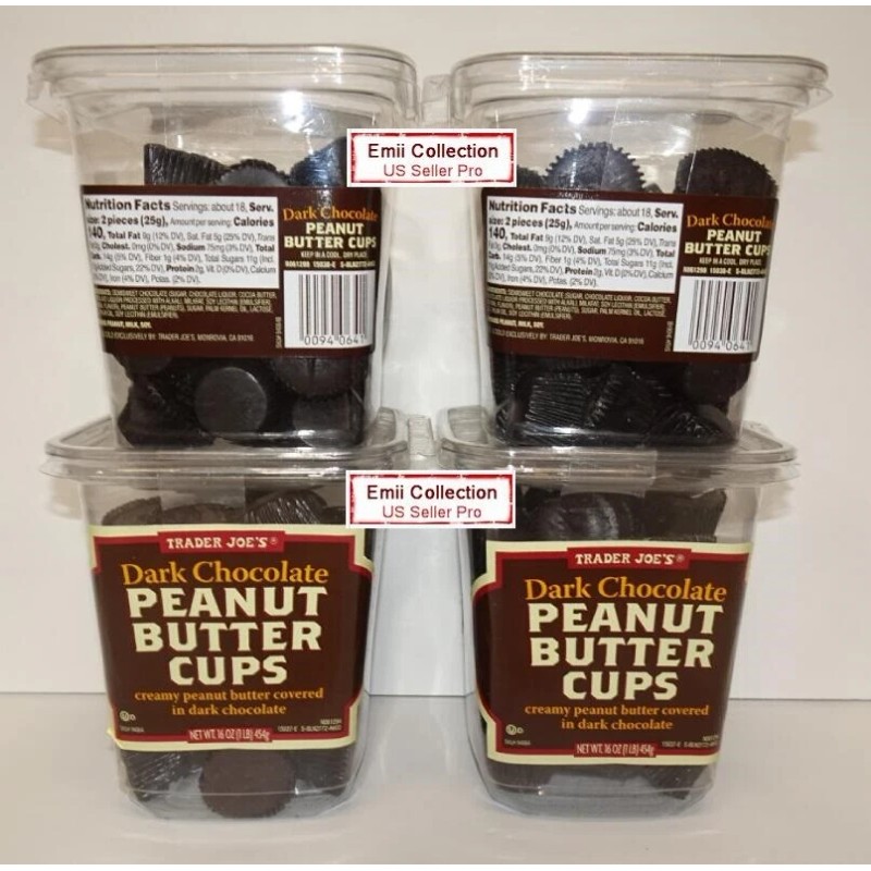 Trader Joe's Dark Chocolate Peanut Butter Cups 16oz 454g Sealed
