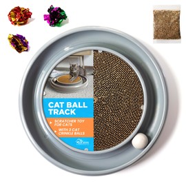 XQUZITE Cat Ball Track - Cat Scratching Ball Spinner, Indoor Toys for Kittens or Adult Cats, Cat Toy with Ball Inside Scratch Pad, Large Interactive Kitten Scratcher Board with Cat Crinkle Balls