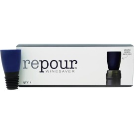 Repour Wine Saver (4-Pack) - Wine Preserver and Stopper - Removes Oxygen Keeping
