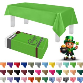 Grandipity 12 Pack Premium Disposable Plastic Tablecloth 54 Inch. x 108 Inch. Decorative Rectangle Table Cover - Lime Green