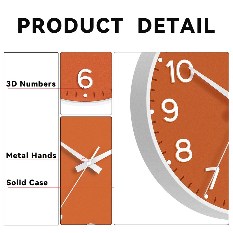 Roymnie Wall Clock, Silent Wall Clocks Battery Operated 8 Inch-Modern