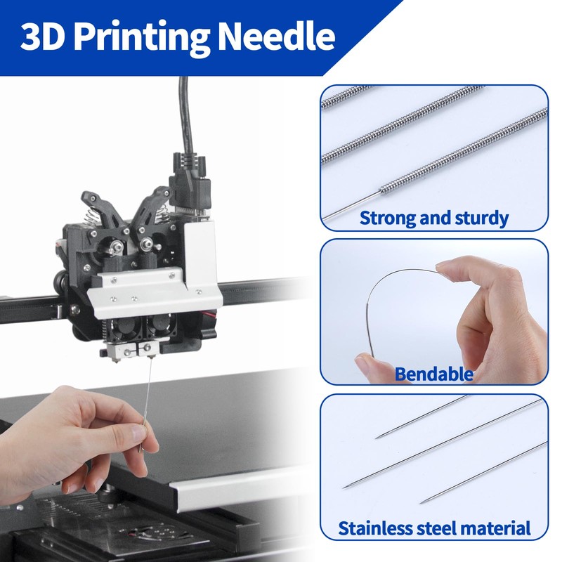 50 PCS 3D Printer Nozzle Cleaning Kit, 0.2/0.25/0.3/0.35/0.4 mm Stainless