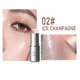 Highlighter Stick, Natural Dewy Champagne Face Highlighter Contour Stick for Glass Skin Glow Balm, Lightweight Makeup Stick, Buildable Travel-Ready and Retractable