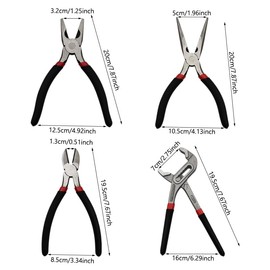 4 Pack 8" Multi Tool Pliers Set,Cr-V Combination Pliers,Including Groove Joint Plier,Diagonal Cutting Plier,Needle Nose Plier,Linesman Plier for Basic Repair
