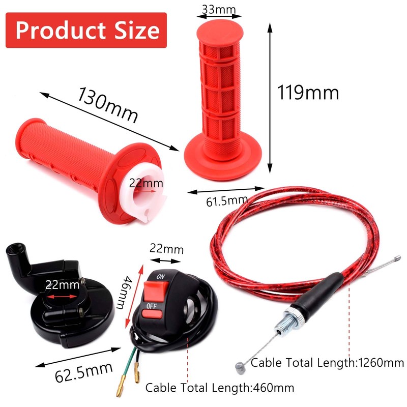 Riyitauto 7/8" 22mm Twist Throttle Accelerator Soft Rubble Handle Grip