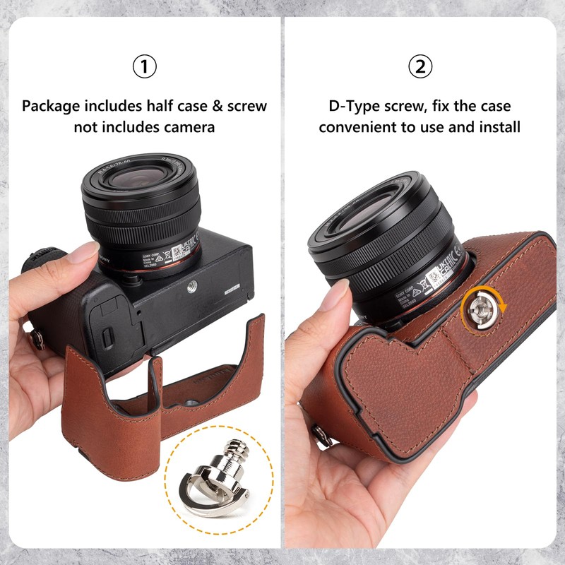 MUZIRI KINOKOO Alpha 7C II Case, Retro Style Genuine Leather