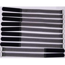 10 x 30 cm x 20 mm FUK Resealable Velcro Cable Ties Black with Metal Eyelet - Cable Velcro Tape 300 mm Reusable