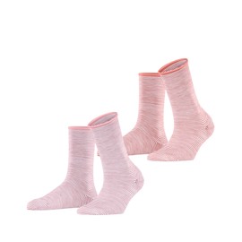 ESPRIT Women's Allover Stripe Multipack W So Cotton Patterned Socks (Pack of 2), Multicoloured Pink Red 0230, 39 - 42