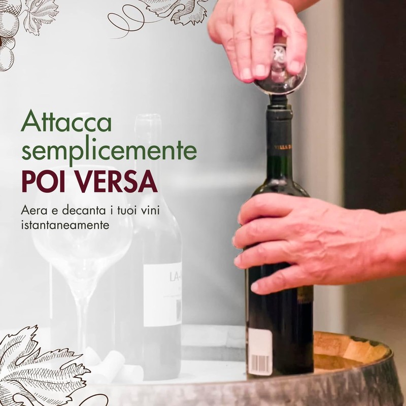 Oxytwister Decanter per Vino, Aeratore 2-in-1, Migliora l'Aroma e Il