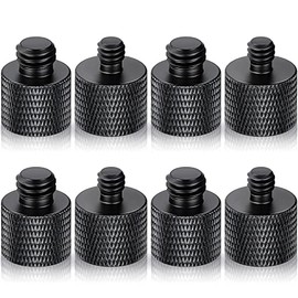 8 Pack Camera Screw Adapter 1/4 Male to 3/8 Female and 3/8 Male to 1/4 Female Camera Screw Adapter for Camera Tripod Stand Microphone Stand Mic Mount (Black)