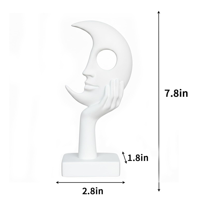 Lodkksg White Abstract Face Sculpture, Modern Art Decor, Hand on