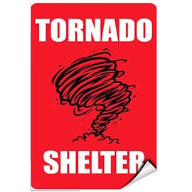 Tornado Shelter Style 2 Hazard Sign Emergency Label Decal Sticker 5 inches x 7 inches