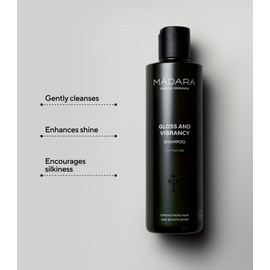 MÁDARA Organic Skincare | Gloss and Vibrancy Shampoo, 200ml – Shine-enhancing natural shampoo for all hair types, Improves lustre and vitality, Vegan, Cruelty-free, COSMOS Natural certified