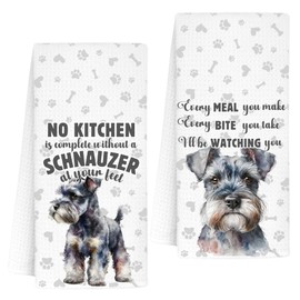 INNObeta Schnauzer Gifts Kitchen Towel 2 Pack, 16x24 in Microfiber Dish Tea Towel for Christmas