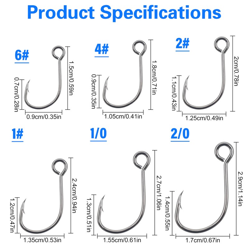 Inline Single Hooks Single Replacement Hooks for Fishing Baits Lures