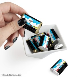 Let’s Go Racing - Racecar - Mini Candy Bar Wrapper Stickers - Race Car Birthday Party or Baby Shower Small Favors - 40 Count