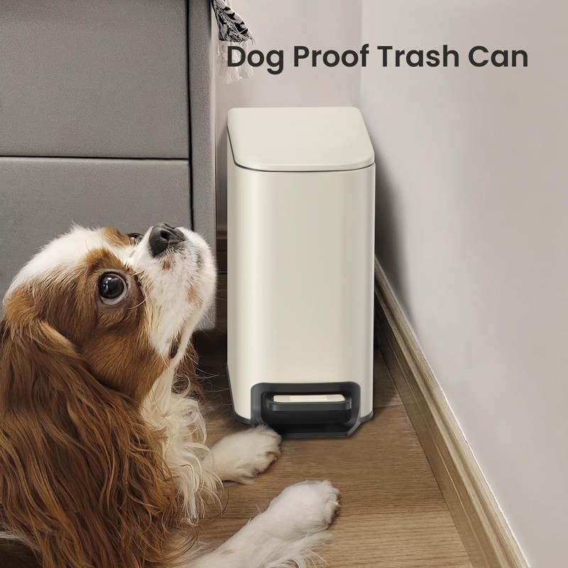 Cesun Small Bathroom Trash Can with Lid Soft Close, Step