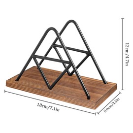 RoadLoo Napkin Holder, 2 Pieces, Metal Napkin Dispenser, Wooden Napkin Dispenser, Anti-Rust Napkin Stand, Worktop, Triangular Napkin Holder for Worktop, Kitchen, Dining Table, Dining Room